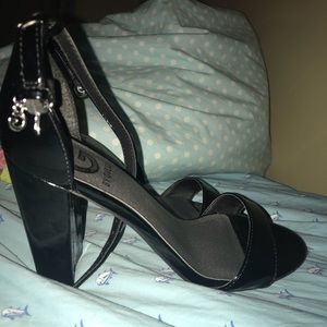 Guess black one strap heels